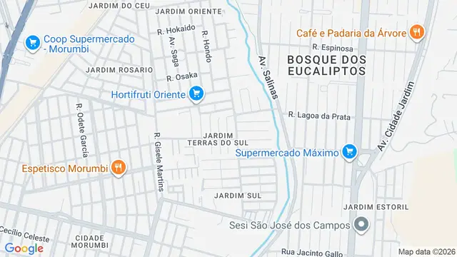 Mapa do bairro Jardim Terras do Sul, São José dos Campos - SP