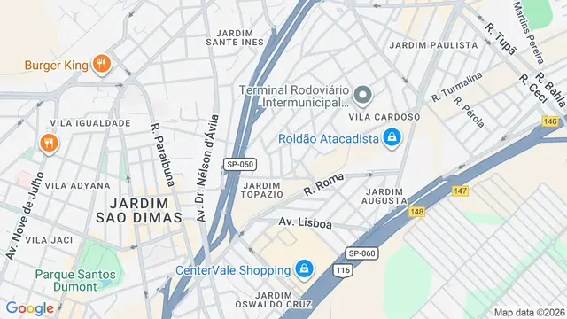 Mapa do bairro Jardim Topázio, São José dos Campos - SP