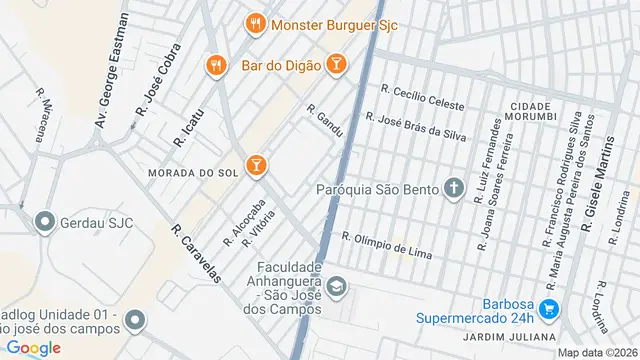 Mapa do bairro Jardim Vale do Sol, São José dos Campos - SP