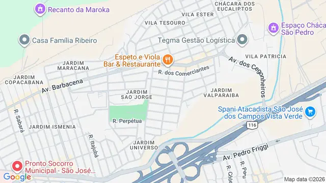 Mapa do bairro Jardim Valparaíba, São José dos Campos - SP