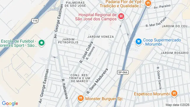 Mapa do bairro Jardim Veneza, São José dos Campos - SP