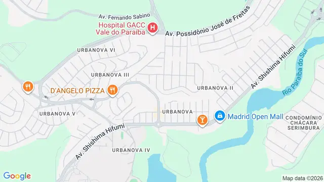 Mapa do bairro Loteamento Urbanova II, São José dos Campos - SP