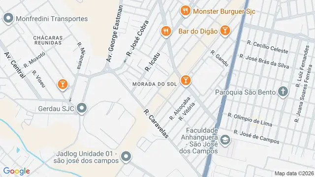 Mapa do bairro Morada do Sol, São José dos Campos - SP