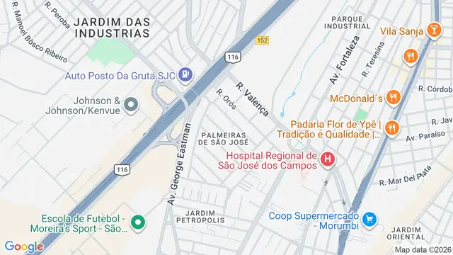 Mapa do bairro Palmeiras de São José, São José dos Campos - SP