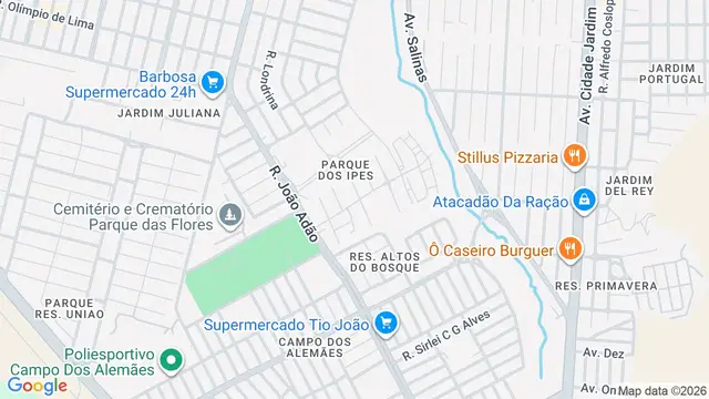 Mapa do bairro Parque dos Ipês, São José dos Campos - SP