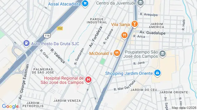 Mapa do bairro Parque Industrial, São José dos Campos - SP