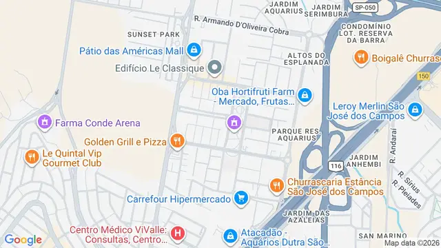 Mapa do bairro Parque Residencial Aquarius, São José dos Campos - SP