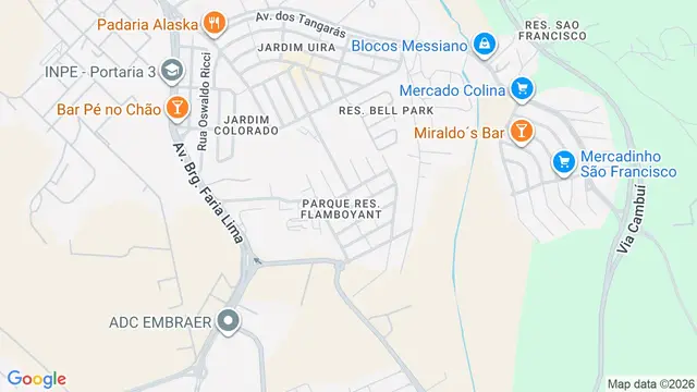 Mapa do bairro Parque Residencial Flamboyant, São José dos Campos - SP