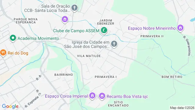 Mapa do bairro Primavera 1A, São José dos Campos - SP