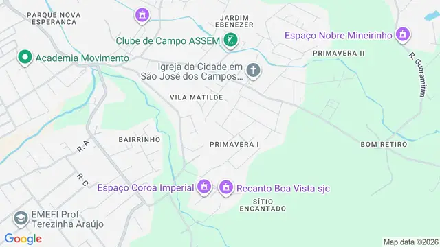 Mapa do bairro Primavera 1B, São José dos Campos - SP