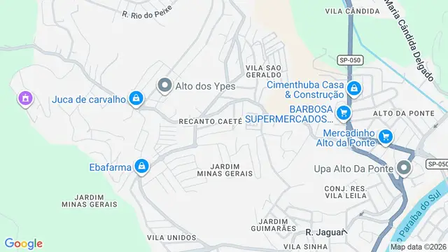 Mapa do bairro Recanto Caeté, São José dos Campos - SP