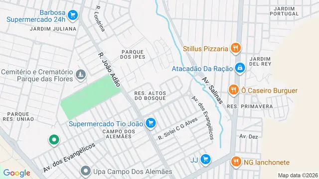 Mapa do bairro Residencial Altos do Bosque, São José dos Campos - SP
