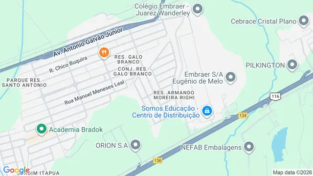 Mapa do bairro Residencial Armando Moreira Righi, São José dos Campos - SP