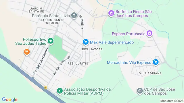 Mapa do bairro Residencial Jatobá, São José dos Campos - SP