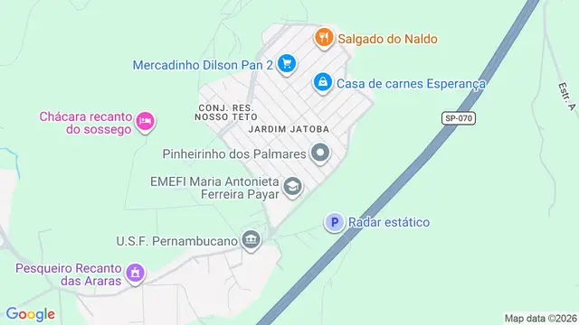 Mapa do bairro Residencial Pinheirinho dos Palmares II, São José dos Campos - SP