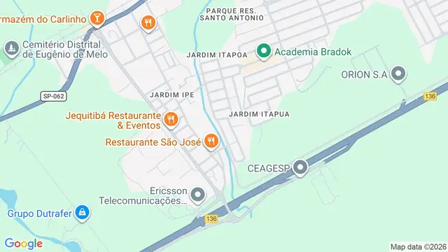 Mapa do bairro Residencial Ribeira, São José dos Campos - SP