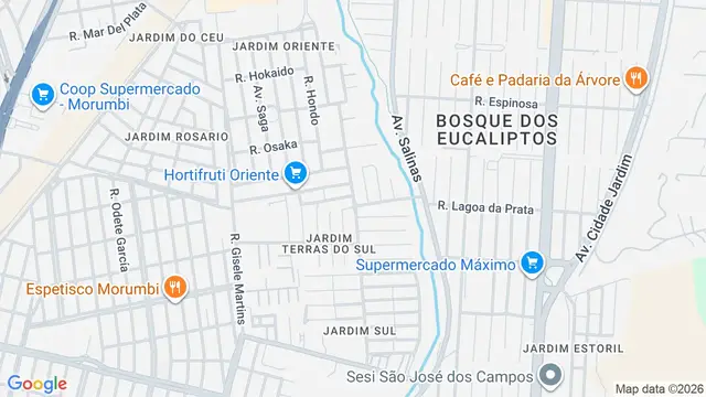 Mapa do bairro Residencial Sol Nascente, São José dos Campos - SP