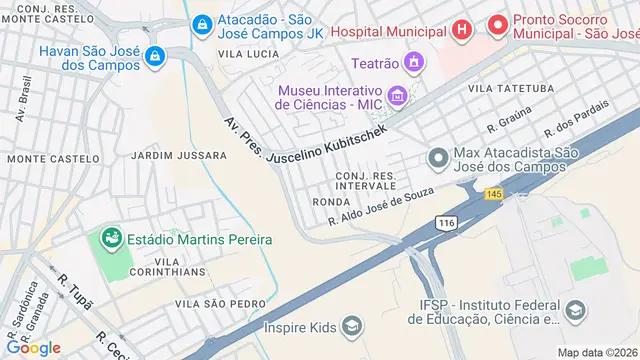 Mapa do bairro Residencial Tatetuba, São José dos Campos - SP