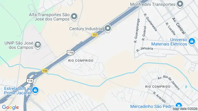Mapa do bairro Rio Comprido, São José dos Campos - SP