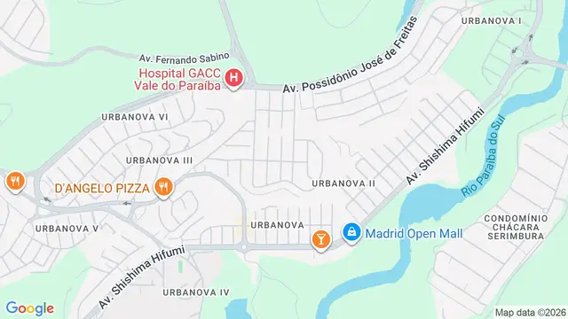 Mapa do bairro Urbanova, São José dos Campos - SP