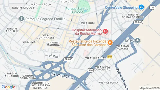 Mapa do bairro Vila Betânia, São José dos Campos - SP