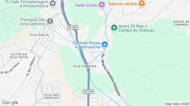 Mapa do bairro Vila Cândida, São José dos Campos - SP