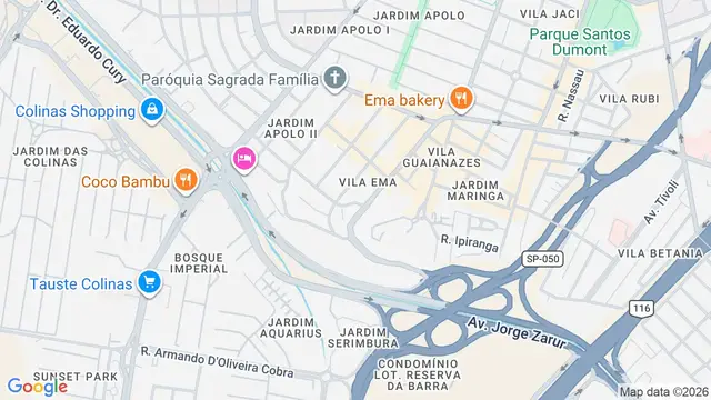 Mapa do bairro Vila Ema, São José dos Campos - SP