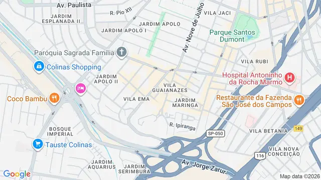 Mapa do bairro Vila Guaianazes, São José dos Campos - SP