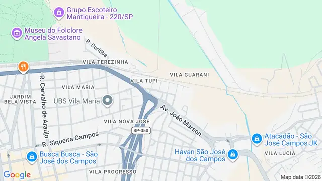 Mapa do bairro Vila Guarani, São José dos Campos - SP