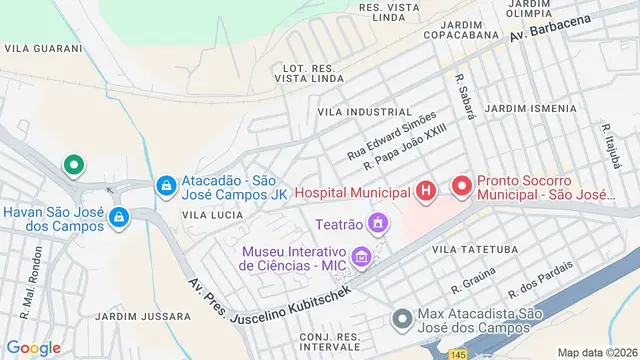 Mapa do bairro Vila Industrial, São José dos Campos - SP
