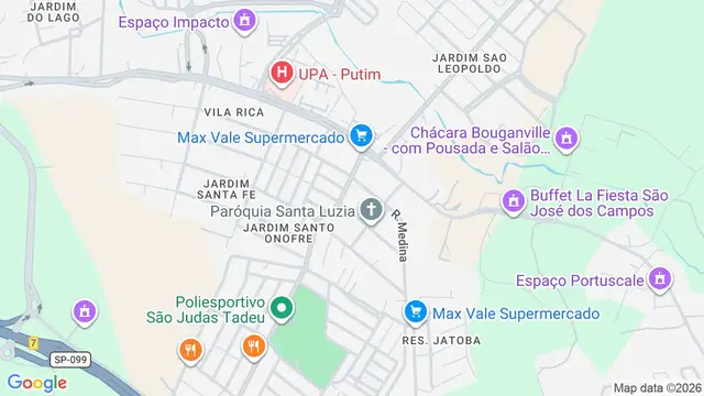 Mapa do bairro Vila Iracema, São José dos Campos - SP
