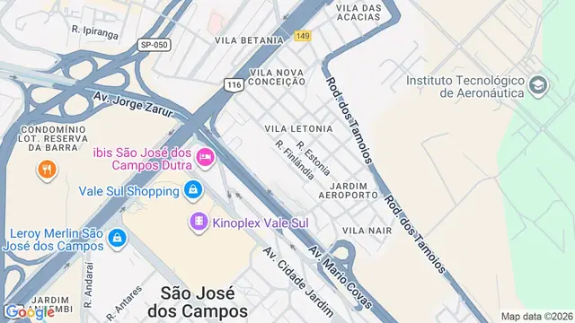 Mapa do bairro Vila Letônia, São José dos Campos - SP