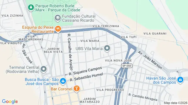 Mapa do bairro Vila Maria, São José dos Campos - SP