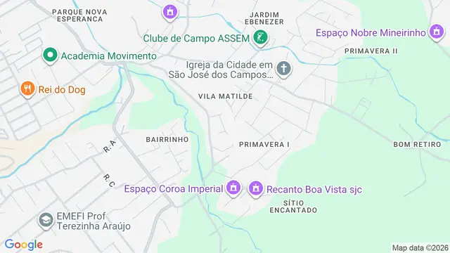 Mapa do bairro Vila Matilde, São José dos Campos - SP
