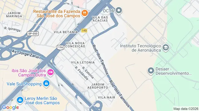 Mapa do bairro Vila Nair, São José dos Campos - SP