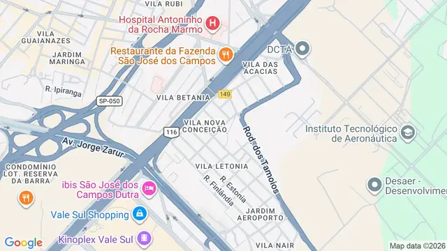 Mapa do bairro Vila Nova Conceição, São José dos Campos - SP