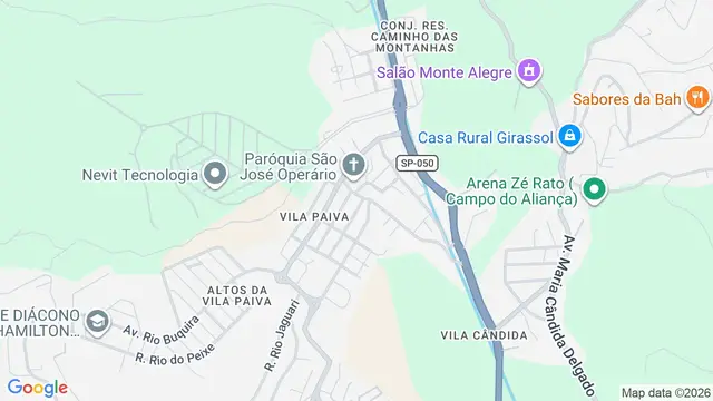 Mapa do bairro Vila Paiva, São José dos Campos - SP