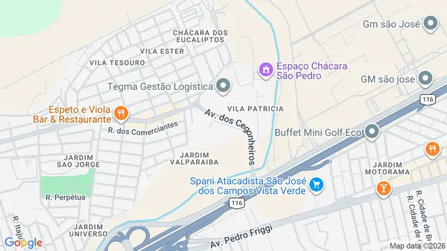 Mapa do bairro Vila Patrícia, São José dos Campos - SP