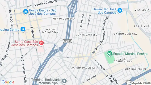 Mapa do bairro Vila Progresso, São José dos Campos - SP