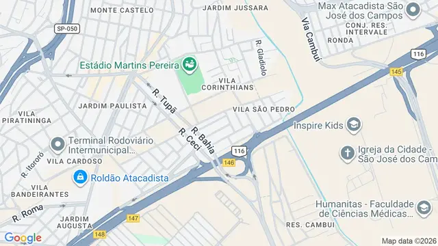 Mapa do bairro Vila São Pedro, São José dos Campos - SP