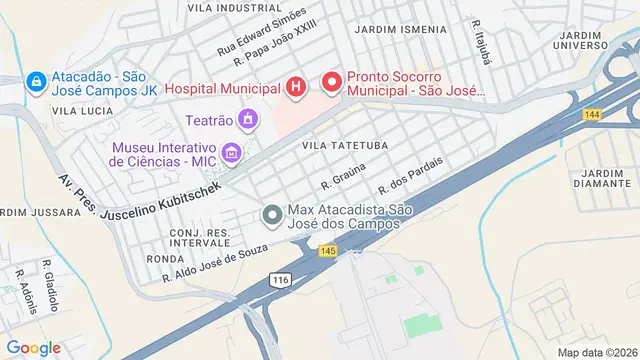 Mapa do bairro Vila Tatetuba, São José dos Campos - SP
