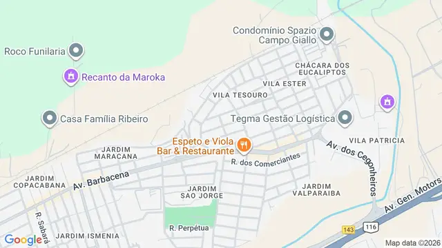 Mapa do bairro Vila Tesouro, São José dos Campos - SP