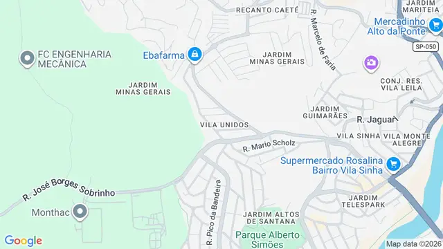 Mapa do bairro Vila Unidos, São José dos Campos - SP